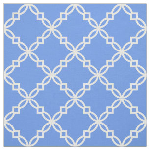 Tecido Cornflower Blue, Rico Branco Quatrefoil