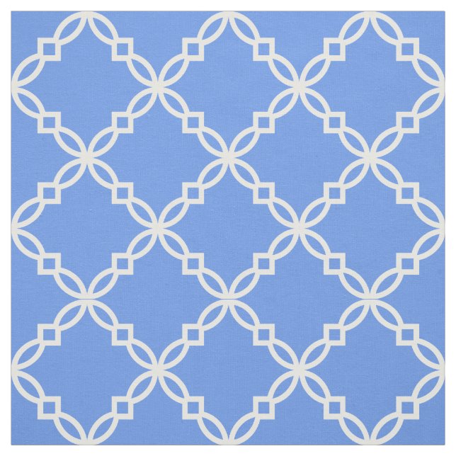 Tecido Cornflower Blue, White Rico Quatrefoil (Modelo)