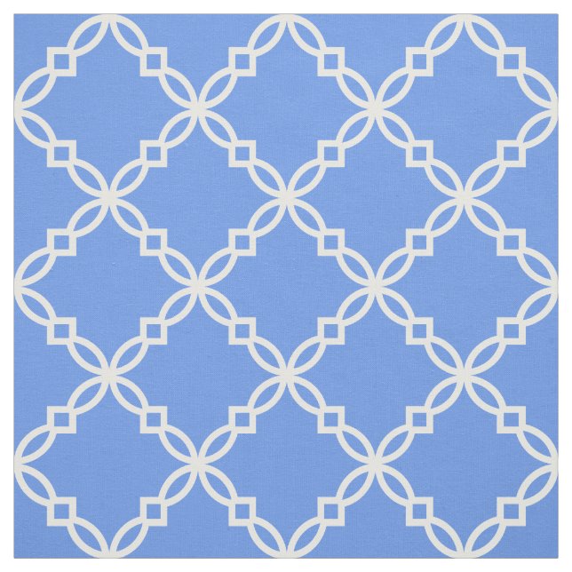 Tecido Cornflower Blue, White Rico Quatrefoil (Modelo)
