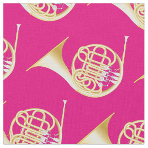 Tecido Cornos Franceses Música Musical Room Decor Rosa
