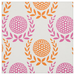 Tecido Coroa de Louro Preppy Golf - Rosa Vibrante e Laran