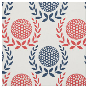 Tecido Coroa de Louro Preppy Golf - Vermelho & Azul Marin