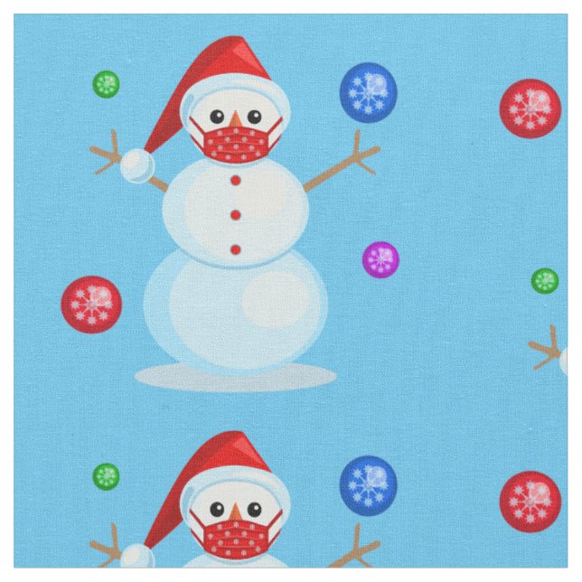 Tecido coronavirus natal face mask Snowman (Detalhe)