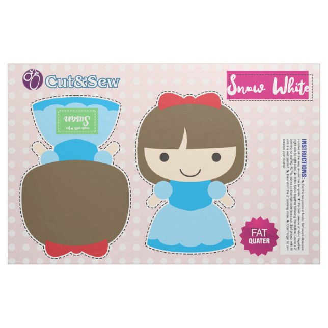 Tecido Corte e Costura da Branca de Neve - Projeto DIY Fá (Fat Quarter)