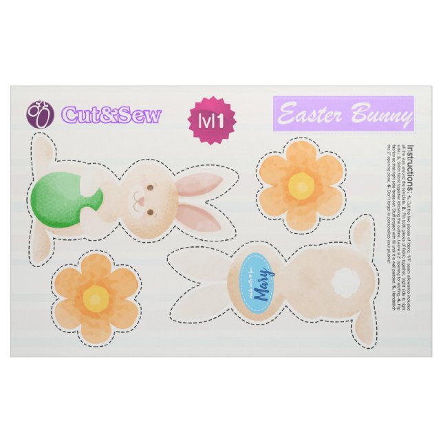 Tecido Corte e mastigue cote da Páscoa - Projeto Easy DIY (Fat Quarter)