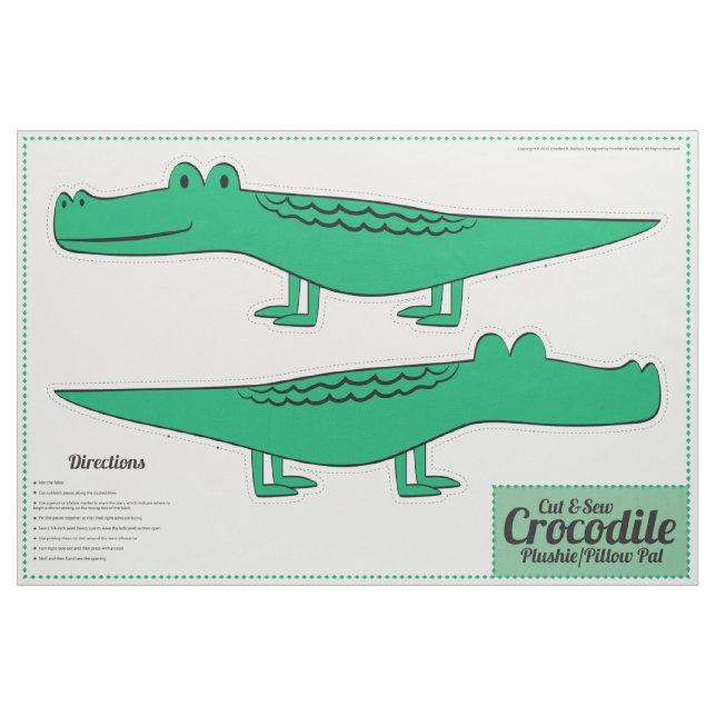 Tecido Corte e mastigue o botão crocodilo - Travesseiro (Fat Quarter)