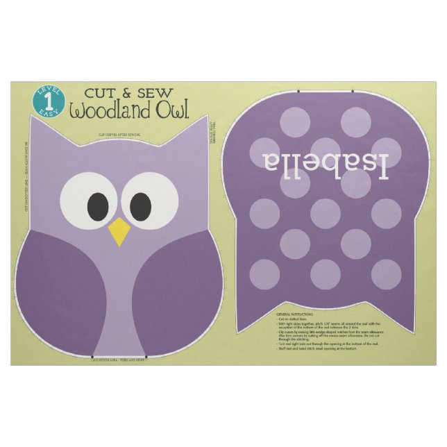 Tecido Corte e mastigue Woodland Owl Nome Personalizado (Fat Quarter)