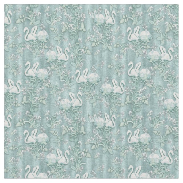 Tecido Cortinas de seda verde salgueiro - Flamingos (Detalhe)