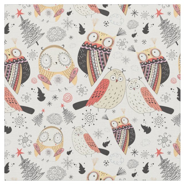 Tecido Coruja engraçada de textura (Detalhe)