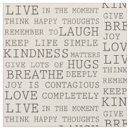 Tecido Cotações Inspirativas de Creme Preto