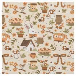 Tecido cottagecore easter bunny rabbit beige