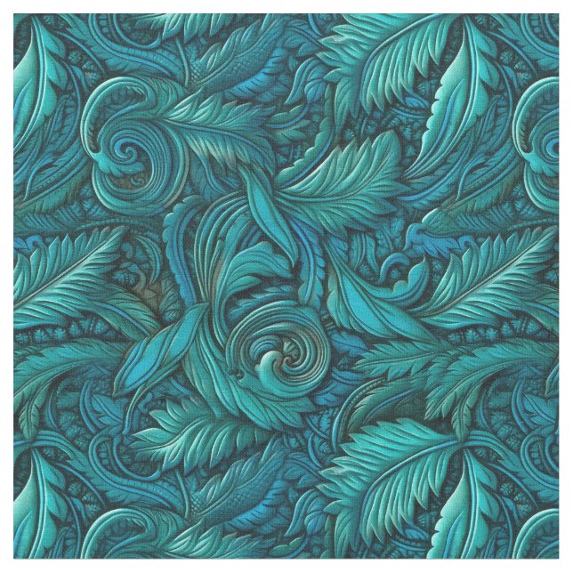 Tecido Couro trabalhado turquesa elegante  (Detalhe)
