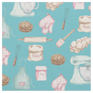 Tecido Cozedura com Aquarela em Teal