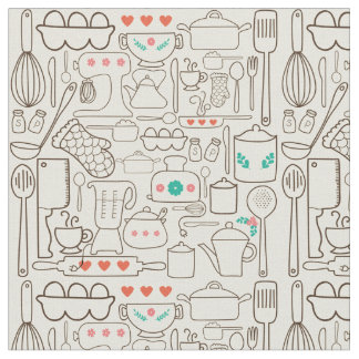 Tecido Cozinha retro no creme