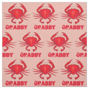 Tecido Crabby Red Pink Maryland Baltimore Crab Beach MD