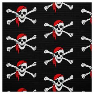 Tecido Crânio de Pirata e Ossos Pretos