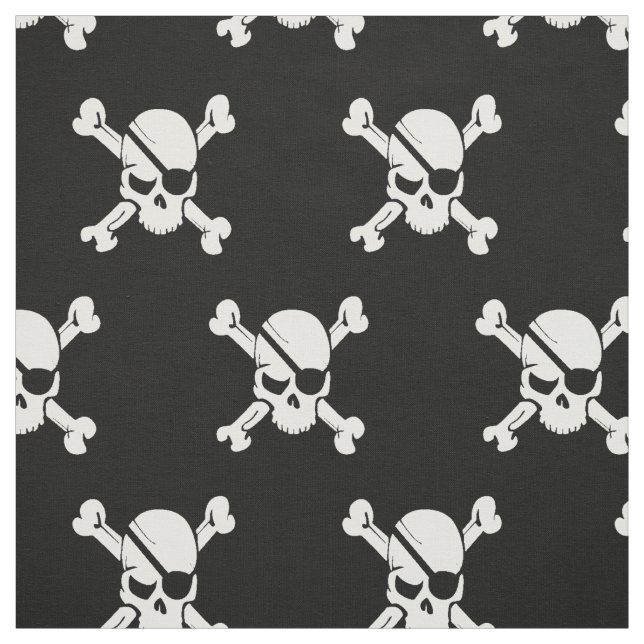 Tecido Crânio do pirata preto e branco (Modelo)