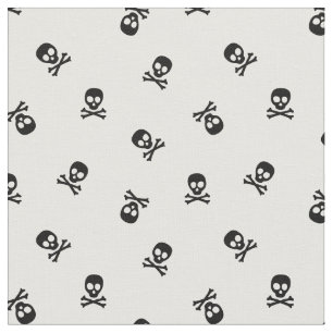 Tecido Crânio e Crossbones Preto e Branco