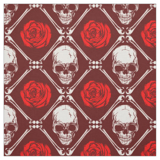 Tecido crânio e rosas