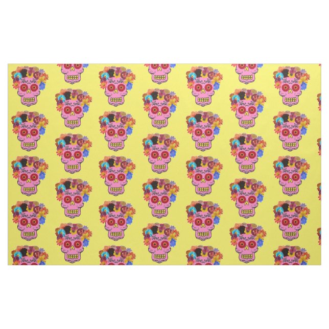 Tecido Crânio Floral (Fat Quarter)