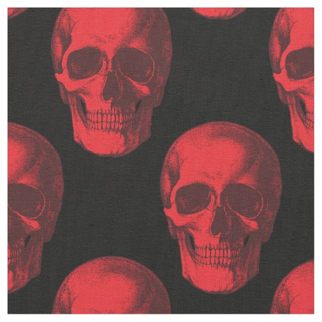 Tecido Crânio vermelho Halloween assustador (Detalhe)