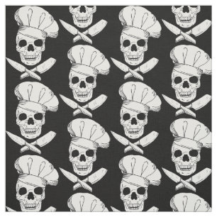 Tecido Crânios de cozinheiros e cozinheiros em chapéus de