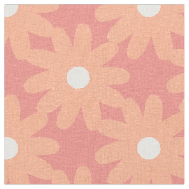 Tecido Crayon Flowers Smudgy Floral Padrão Apricot Rosa (Detalhe)