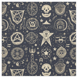 Tecido Create Your Own Gold Magic Symbols Black