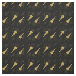 Tecido Create Your Own Gold Ritual Symbols Black