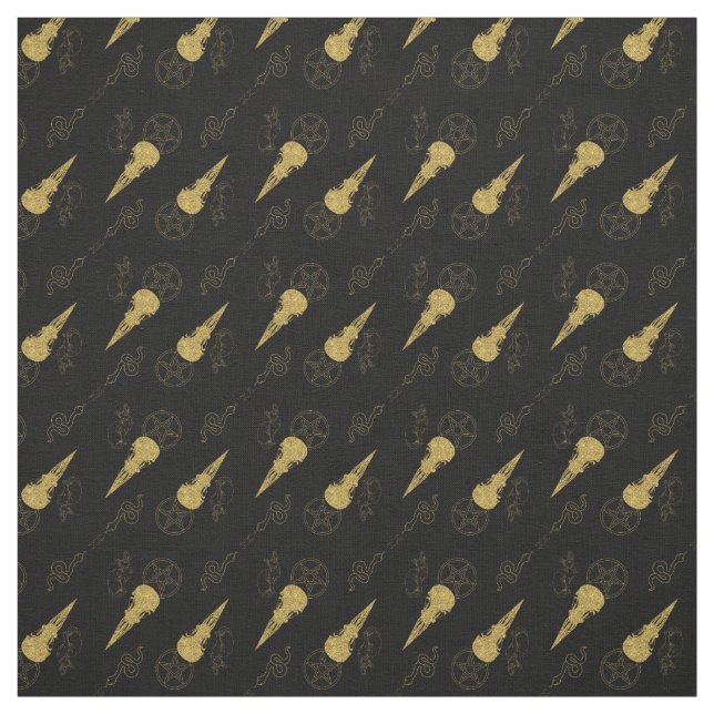 Tecido Create Your Own Gold Ritual Symbols Black (Modelo)
