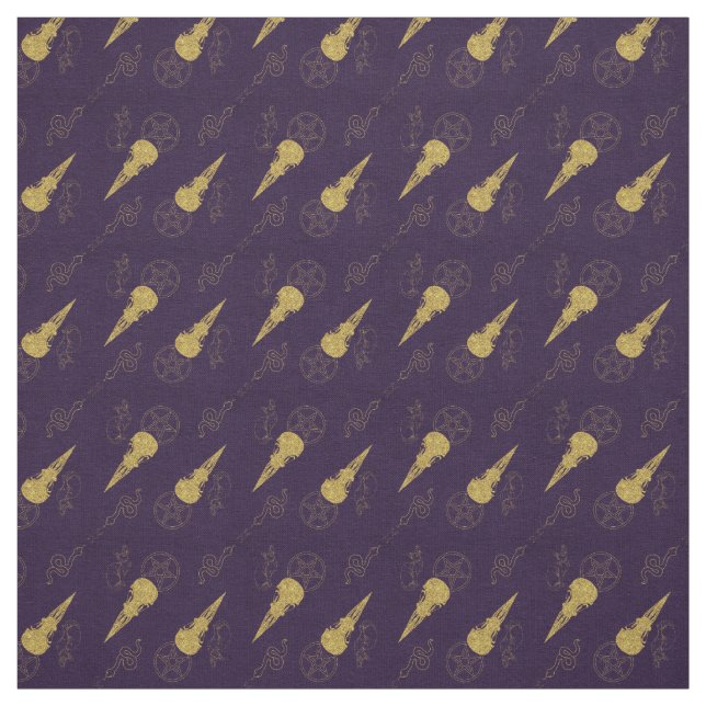 Tecido Create Your Own Gold Ritual Symbols Purple (Modelo)