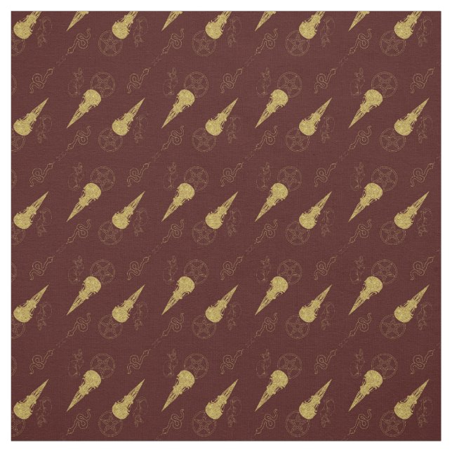 Tecido Create Your Own Gold Ritual Symbols Red (Modelo)