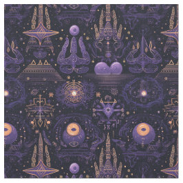 Tecido Create Your Own Purple & Gold Witchy Symbols Black