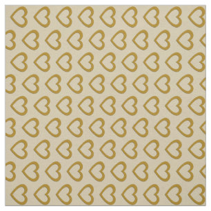 Tecido Creme-Padrão Coração Dourado Bonito
