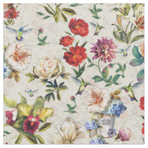 Tecido Criação De Aquarelas Florais Da Era Vitoriana