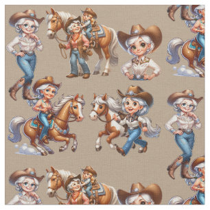Tecido Criança de Cavalos do Rodeio Ocidental (Velho Cowg