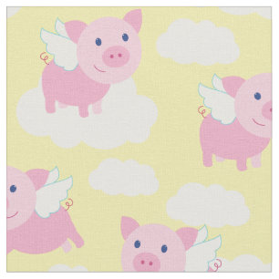 Tecido Crianças Bonitas Voando Porcos Bebê Nursery Piggy