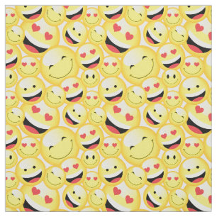 Tecido Crianças Diversas Amarelo sorrindo Emoji Rostos Pa
