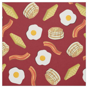 Tecido Crianças do Café da Manhã Bonitas Bacon Ovos Pa