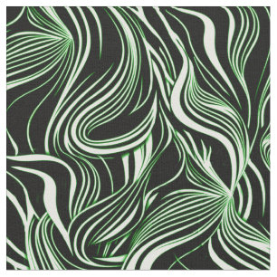 Tecido Criativo Preto,Branco,Verde e Abstratos sem costur