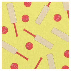Tecido Cricket Sports Bats e Balls Boys Decorrem Amarelo