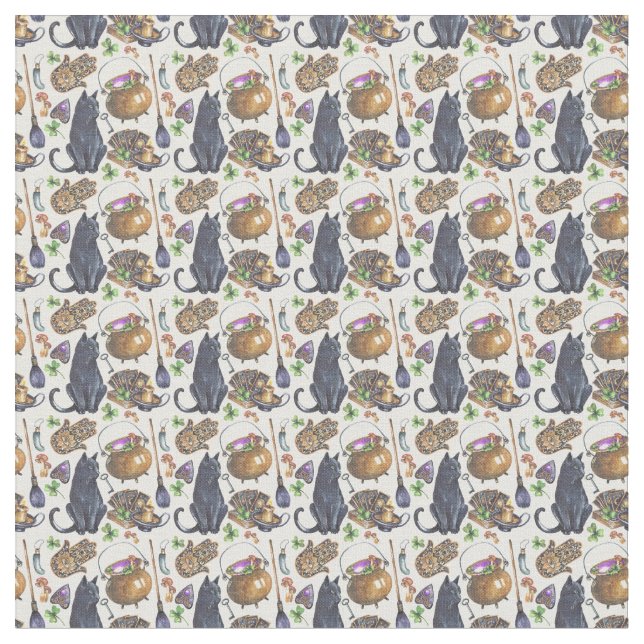 Tecido Crie a sua própria magia de Tarot de Gato Preto (Detalhe)