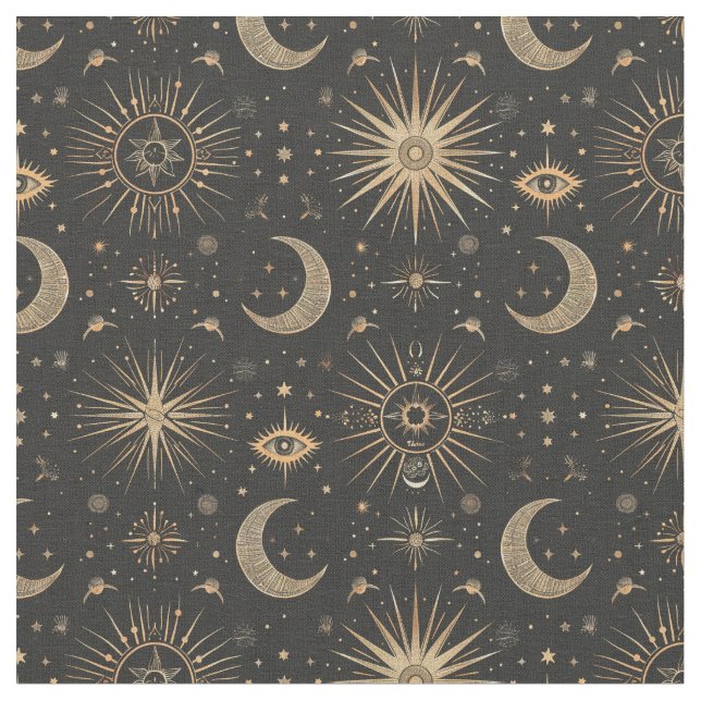 Tecido Crie seu próprio olho mágico preto e Dourado celes (Detalhe)