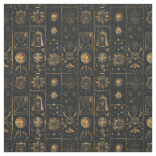 Tecido Crie Seu Próprio Patchwork Místico Elegante Dourad
