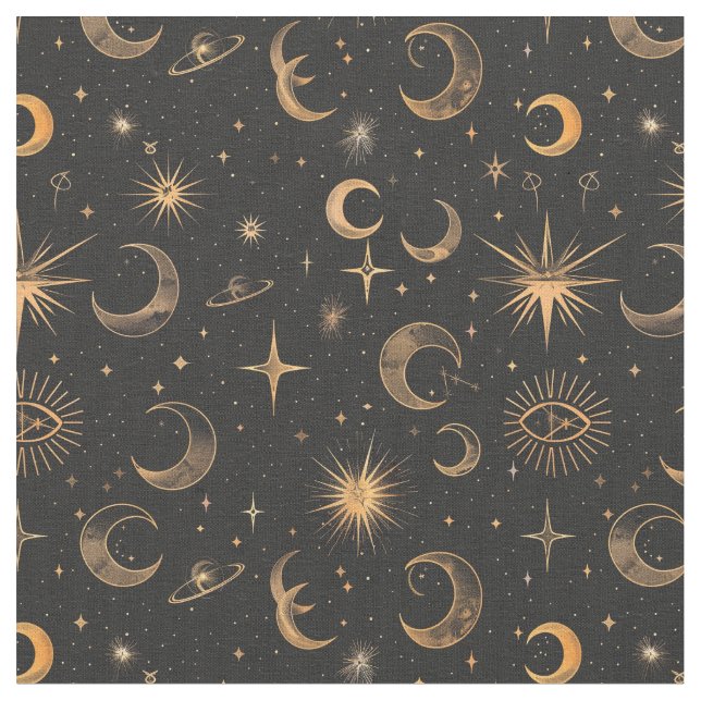 Tecido Crie suas próprias luas e planetas Celestial (Detalhe)