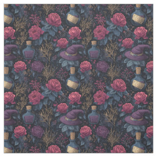 Tecido Crie Suas Próprias Rosas Roxas Plum Fúcsia Witchy