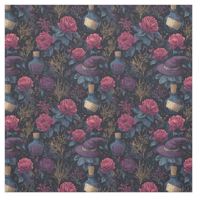 Tecido Crie Suas Próprias Rosas Roxas Plum Fúcsia Witchy (Modelo)