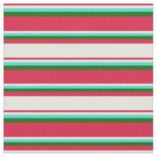 Tecido Crimson, Beige, Turquesa e Verde Escuro