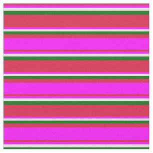 Tecido Crimson, Fuchsia, Lavanda e Linhas Verdes Escuras