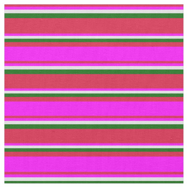 Tecido Crimson, Fuchsia, Lavanda e Linhas Verdes Escuras (Detalhe)
